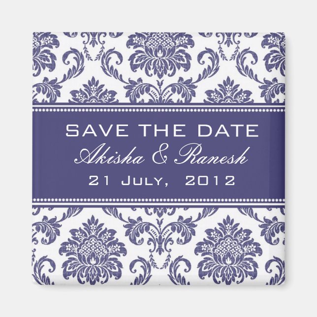 Aimant Damask Enregistrer le Faire-part Mariage date (Devant)