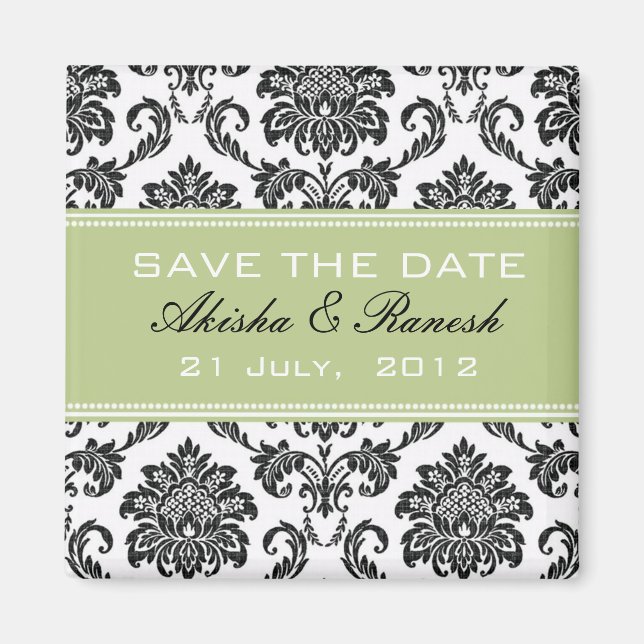 Aimant Damask Enregistrer le Faire-part Mariage date (Devant)