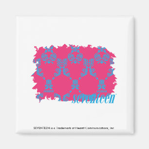 Aimant Damassé 3 Aqua-Magenta
