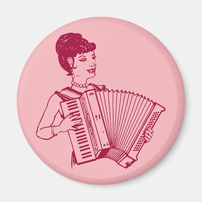 Aimant Dame à l'accordéon rétro (Devant)