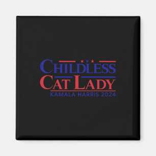 Aimant Dame au chat sans enfants Kamala 2024 Harris Drôle