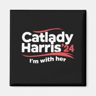 Aimant Dame aux chats Kamala Harris 2024 Je suis avec ell