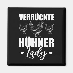 Aimant Dame aux poules folles Cadeau Mesdames Ferme Poule