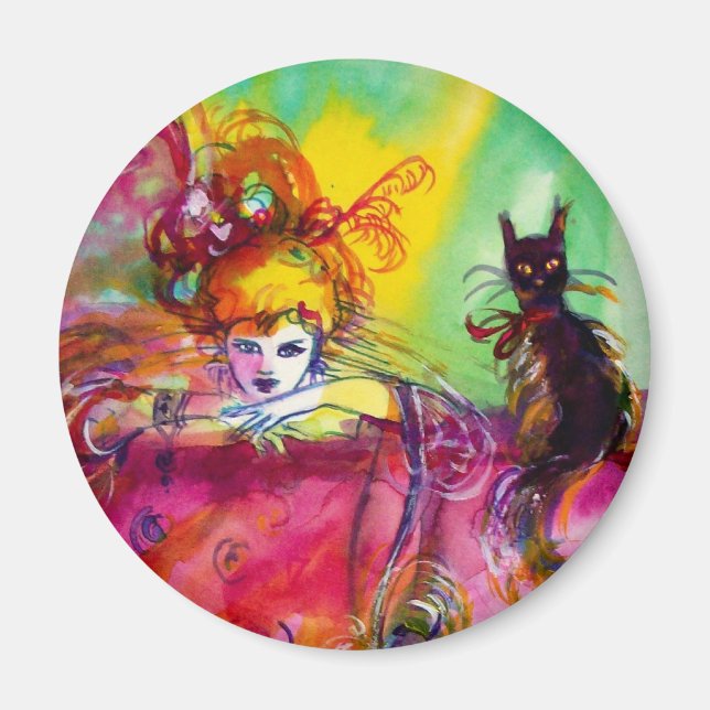 AIMANT DAME AVEC CHAT NOIR (Devant)