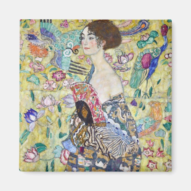 Aimant Dame avec un ventilateur, Gustav Klimt (Devant)