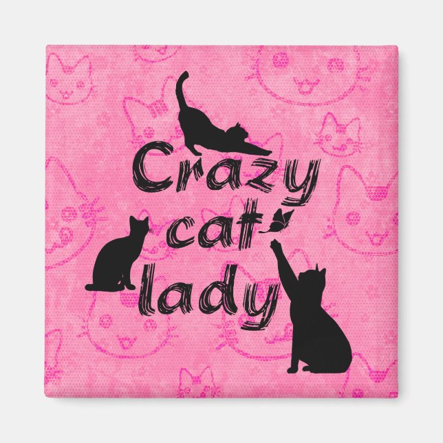 Aimant Dame Chats Folle Amusant Chats Ludiques (Devant)
