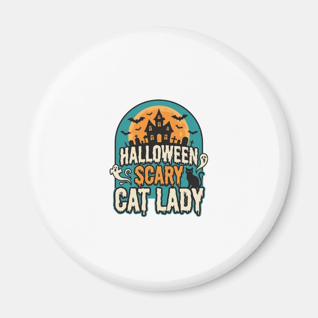 Aimant Dame de chat Halloween Épouvantable Maison hantée  (Devant)