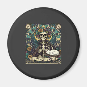 Aimant Dame de chat Haloween squelette floral boussole lu