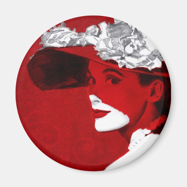 Aimant Dame en rouge (Devant)