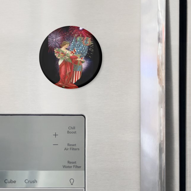 Aimant Dame vintage et feux d'artifice (In situ (réfrigérateur))