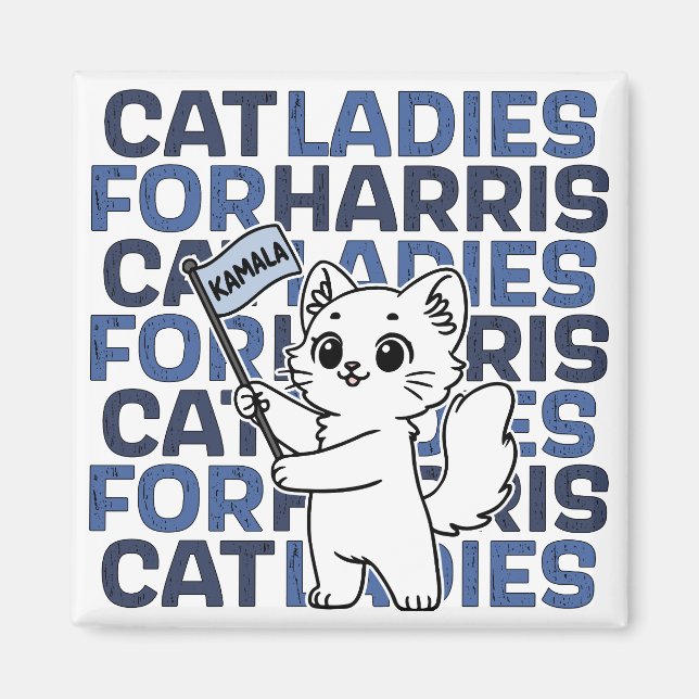 Aimant Dames de chats pour Kamala Harris présidente 2024 (Devant)