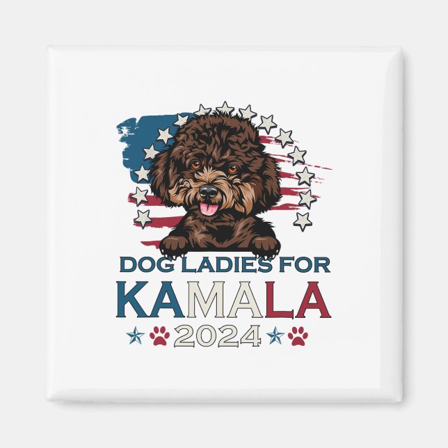 Aimant Dames pour Kamala Harris 2024 Chien Caniche Amériq (Devant)
