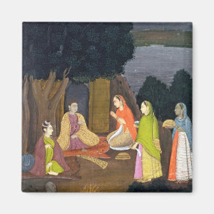 Aimant Dames visitant un Yogini, école de Faqurullah Kha