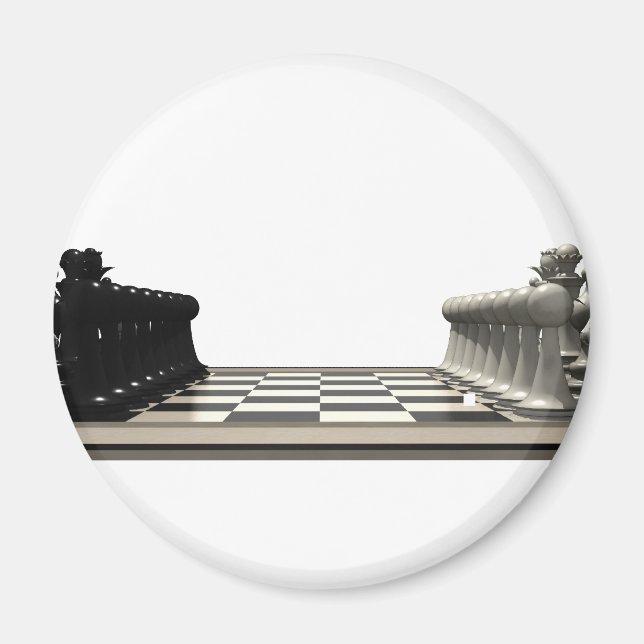 Aimant Damier avec pièces d'échecs : (Devant)