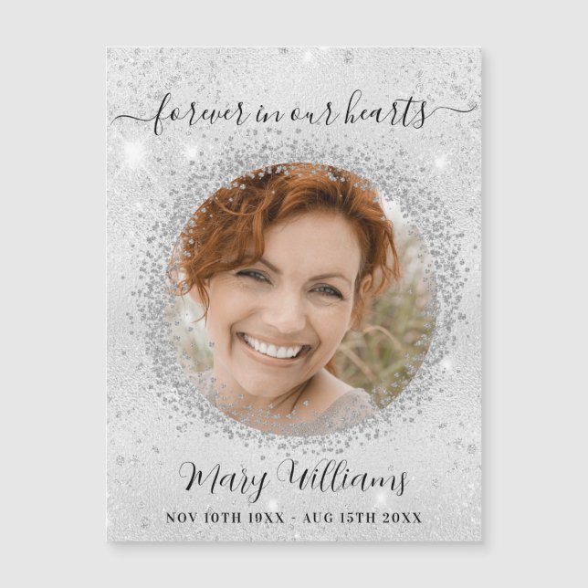 Aimant d'amour photo argent mémorial (Devant)