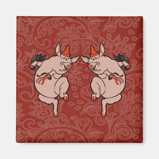 Aimant Dancing Pig Antique Cute Danseuse (Devant)