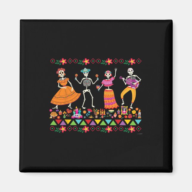 Aimant Dancing Skeletons Day Of The Dead Mexican Dia De L (Devant)