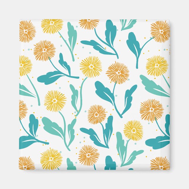 Aimant Dandelion jaune motif floral - Inspiré par la natu (Devant)