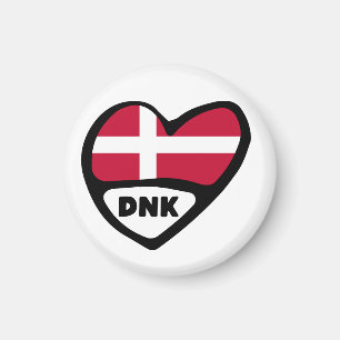 Aimant Danemark Code Pays Coeur Drapeau, DNK