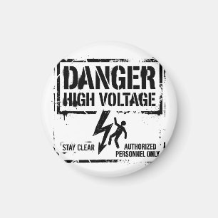 Aimant Danger Haute Tension Industriel Brutaliste Graphiq