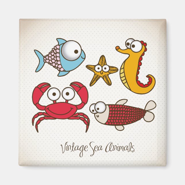 Aimant d'animaux marins vintages (Devant)