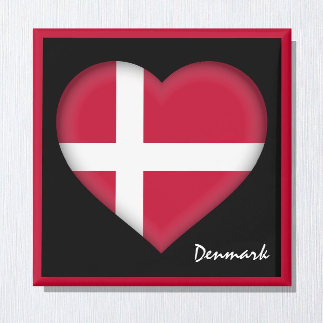 Aimant Danish flag & Danish Heart, Denmark holiday /sport (Créateur téléchargé)