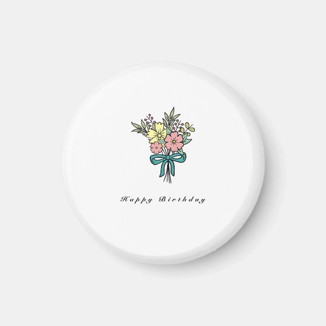 Aimant d'anniversaire, bouquet de fleurs joyeux an (Devant)