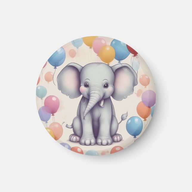 Aimant d'anniversaire Eléphant mignon (Devant)