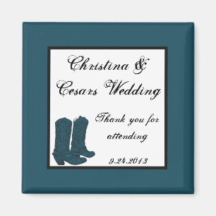 Aimant d'annonce 5 cm x 5 cm Bottes de cow-boy ble