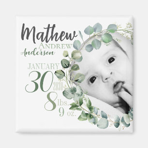 Aimant d'annonce de naissance de bébé personnalisé