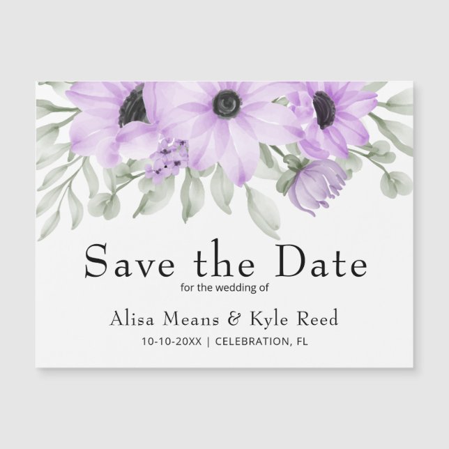 Aimant d'annonce de sauvegarde de date de fleurs v (Devant)