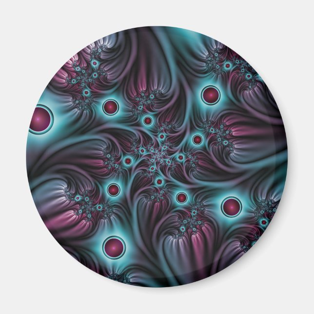Aimant Dans la profondeur Bleu rose Abstrait Fractal Art (Devant)