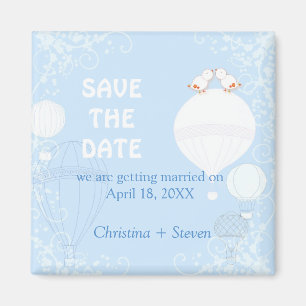 Aimant Dans l'Air Baby Blue Wedding Enregistrer la date