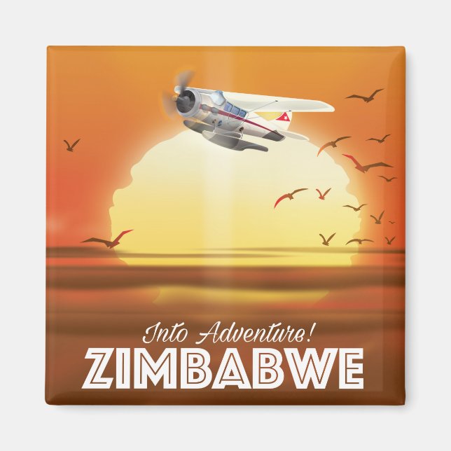 Aimant Dans l'aventure ! Zimbabwe affiche de voyage (Devant)