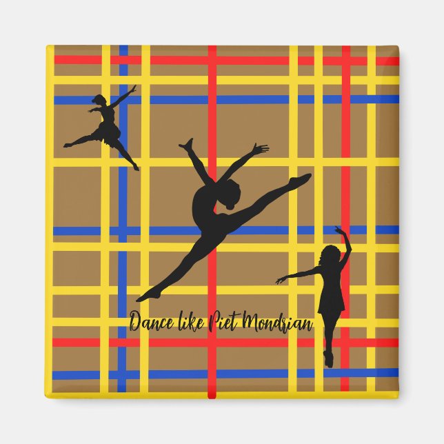 Aimant Danse comme Piet Mondrian Art Moderne (Devant)