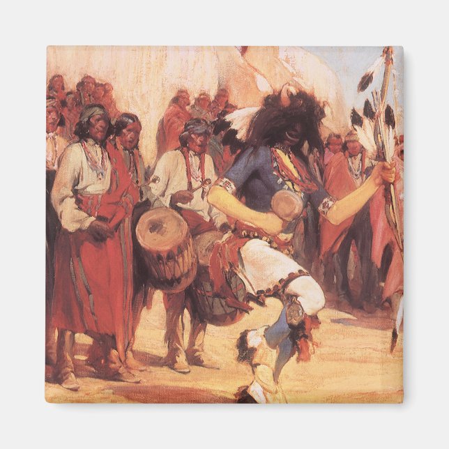 Aimant Danseur Buffalo des Amérindiens vintages par Cassi (Devant)