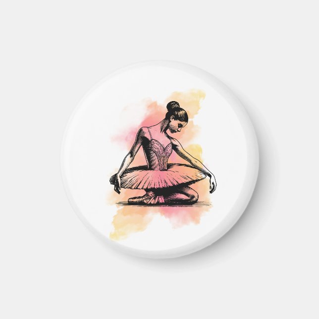 Aimant Danseuse de ballet dansant en couleur  (Devant)