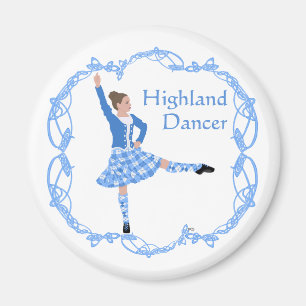 Aimant Danseuse des Highlands écossais Nœud celtique Bleu