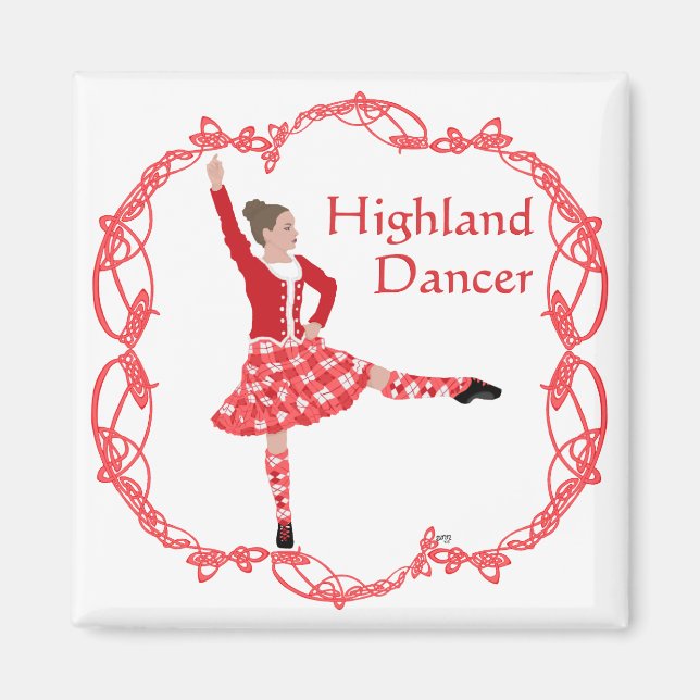 Aimant Danseuse des Highlands écossais Noeud celtique Rou (Devant)