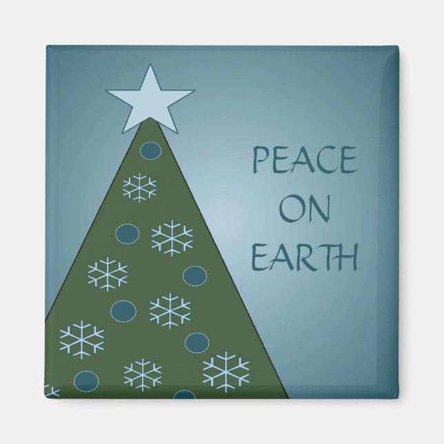 Aimant d'arbre de Noël bleu paisible (Devant)