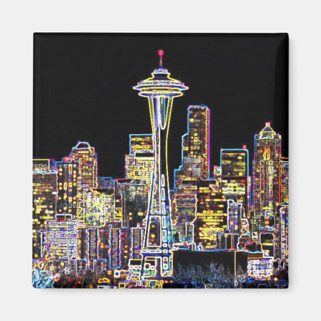 Aimant Dark be the Night - Luminous Seattle Skyline (Devant)