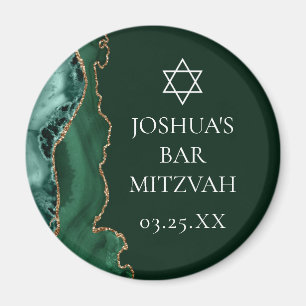 Aimant Dark Green Gold Agate Bar Mitzvah Party