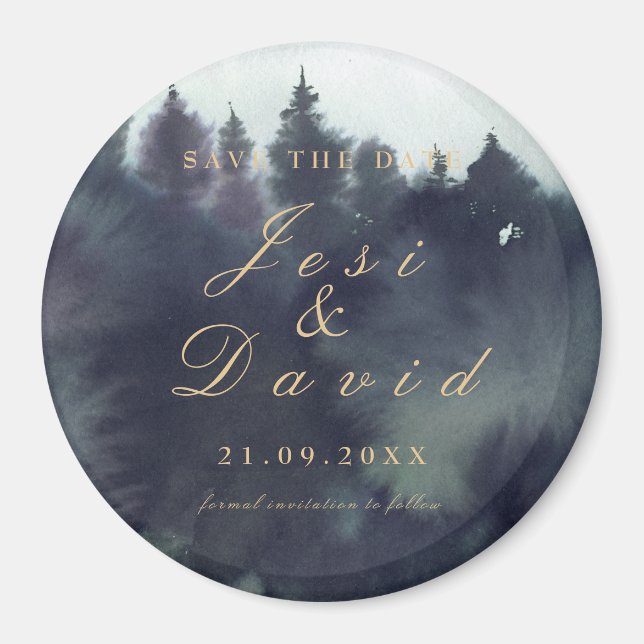 Aimant Dark Moody Ethereal Forest Wedding Enregistrer La  (Devant)