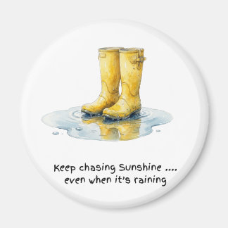 Aimant d'art aquarelle Bottes Wellie Jaunes
