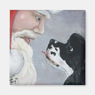 Aimant d'art de cocker et de chien de Père Noël
