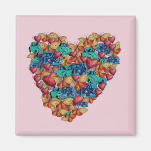 Aimant d'art de cœur coloré de la Saint-Valentin