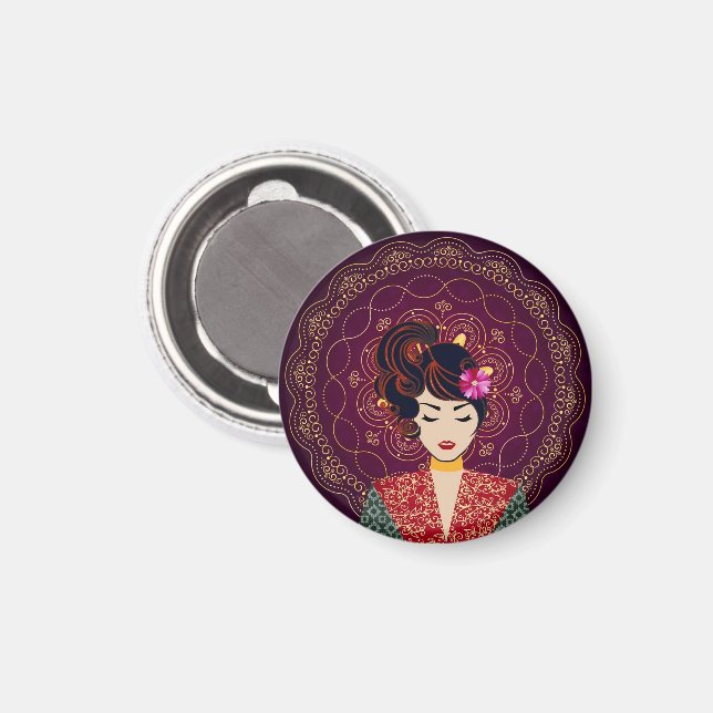 Aimant d'art de femme mandala (Recto/Verso)