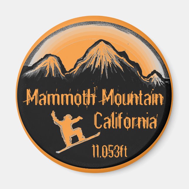 Aimant d'art de snowboard de Mammoth Mountain en C (Devant)