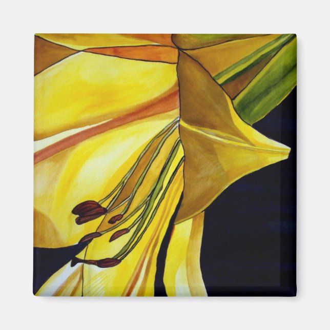 Aimant d'art du lis jaune doré (Devant)