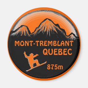 Aimant d'art en snowboard orange du Québec Mont Tr